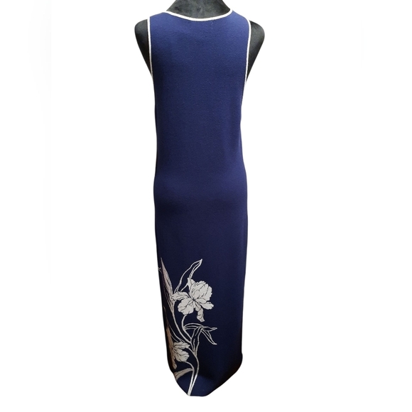 NWT Cynthia Rowley Navy Blue Floral Maxi Dress SMALL - Picture 3 of 11